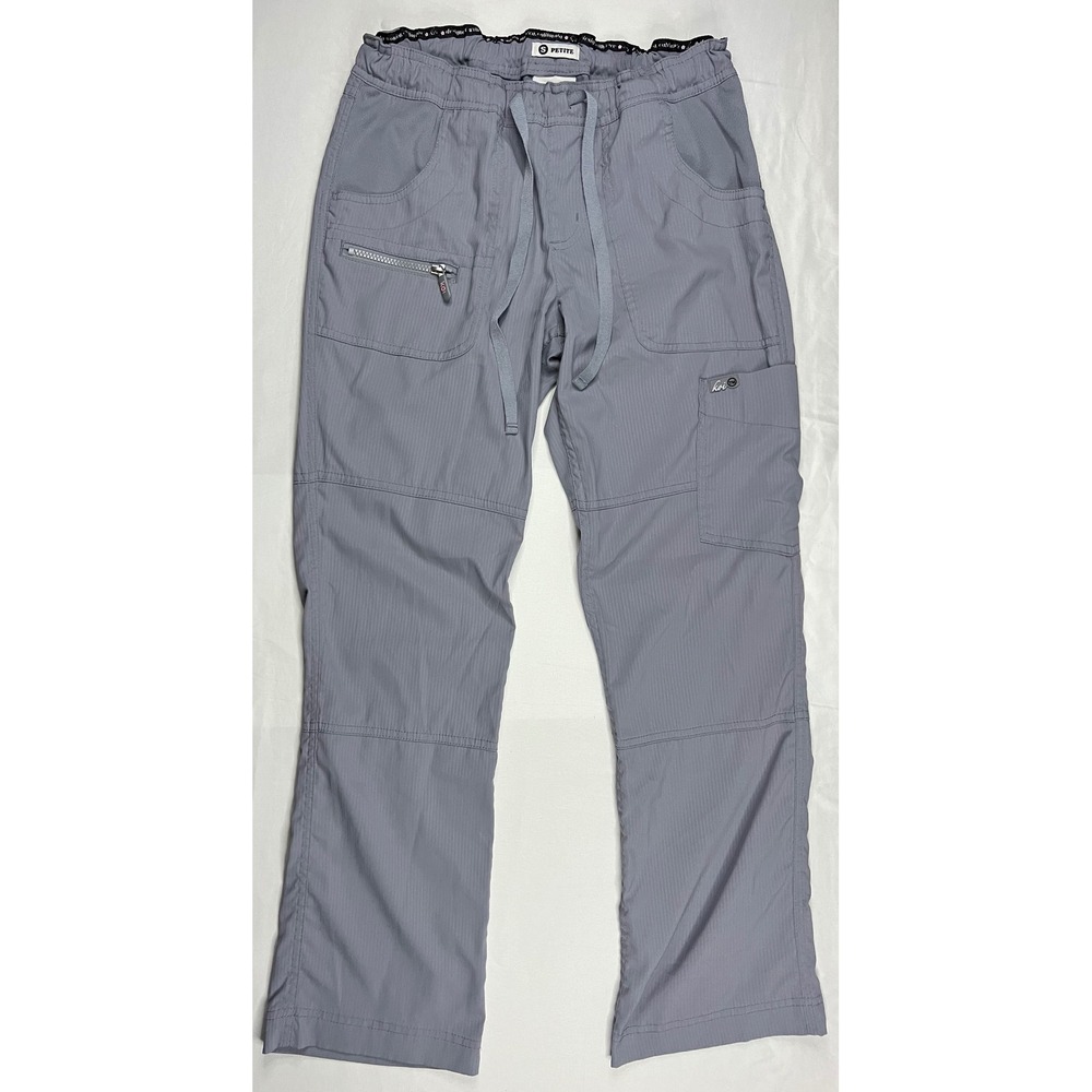 Koi Lite Slim Fit Scrub Pants Womens Small Petite Grey Cargo Medical Trousers